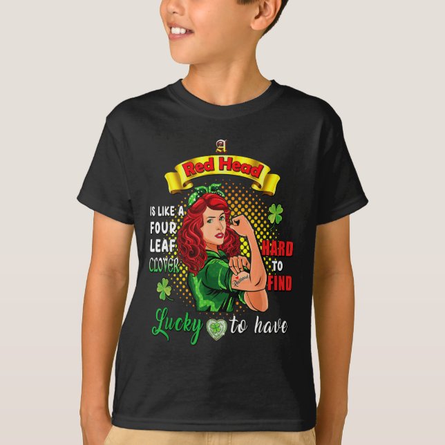 Ginger St Patrick Day Irish Women Lucky Redhead Sh T Shirt (Framsida)