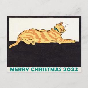 Ginger Stripe Cat Julafton Tiger År Vykort
