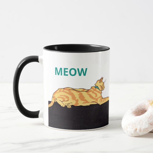 Ginger Stripe Cat MEOW Mugg (Med munk)