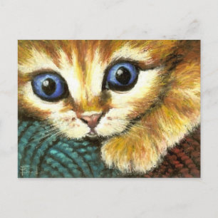 Ginger tabby att leka med ull vykort