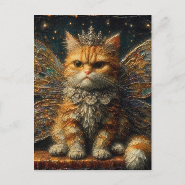 Ginger Tabby Fairy Cat Vykort (Framsida)