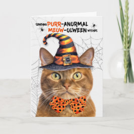 Ginger Tabby Halloween Cat PURRanormal MEOWolween Helgkort