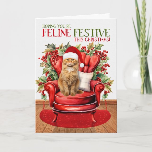 Ginger Tabby-julklapp KATTDJUR Festive Helgkort (Framsida)