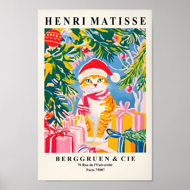 Ginger Tabby katt i Santa Hat, juldec Poster (Framsidan)