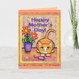 Ginger Tabby katt Mors dag Greeting Card Kort