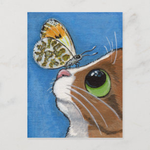 Ginger Tabby katt och Butterfly Vykort