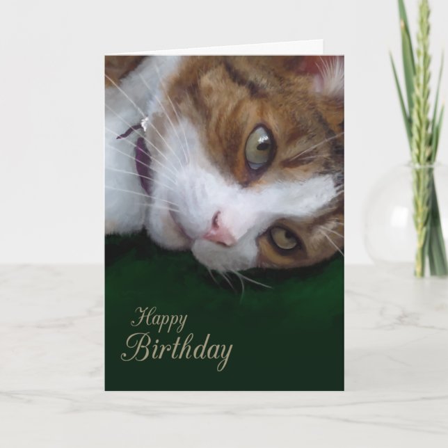 Ginger Tabby katt Personalizable Grattis på födels Kort (Framsida)