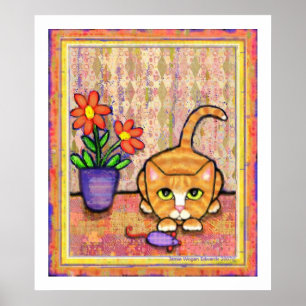"Ginger Tabby katt spelar" Poster