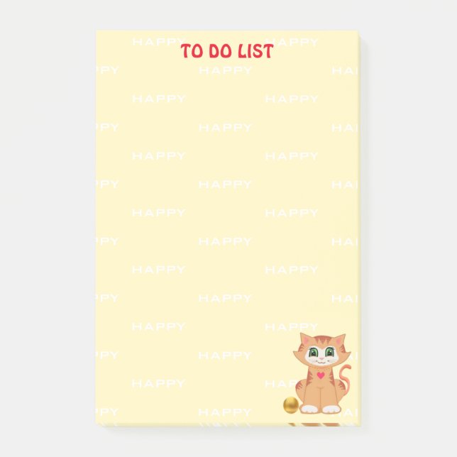 Ginger Tabby Kattunge Tecknad to Do List Post-it Block (Framsida)