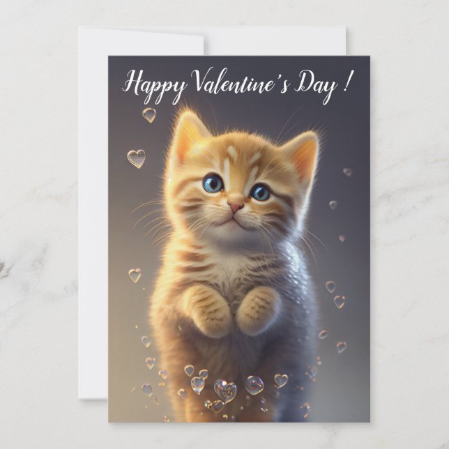 Ginger Tabby Valentines Kitten Julkort (Framsida)