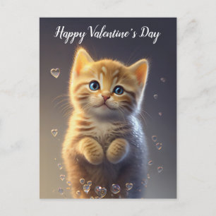 Ginger Tabby Valentines Kitten Vykort