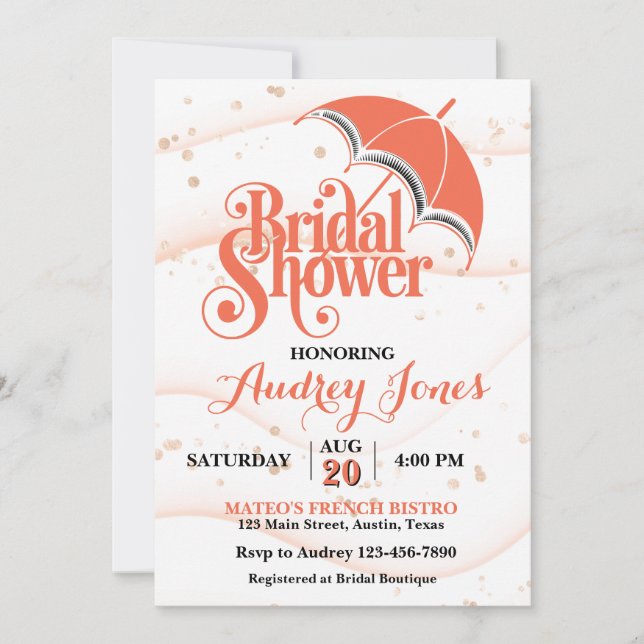 Ginger Umbrella Bridal Shower Invitation Inbjudningar (Framsida)