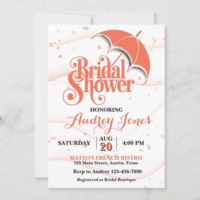 Ginger Umbrella Bridal Shower Invitation Inbjudningar (Framsida)