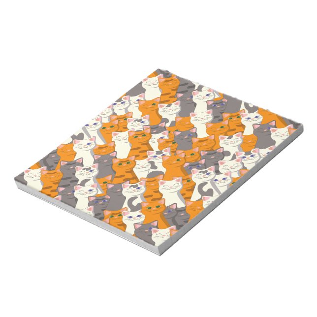 Ginger white svart cat diagonal mönster anteckningsblock (Roterad)