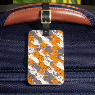 Ginger white svart cat diagonal mönster bagagebricka