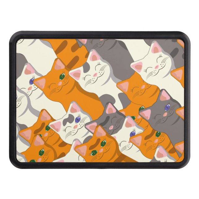 Ginger white svart cat diagonal mönster dragkroksskydd (Framsidan)