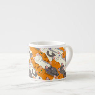 Ginger white svart cat diagonal mönster espressomugg