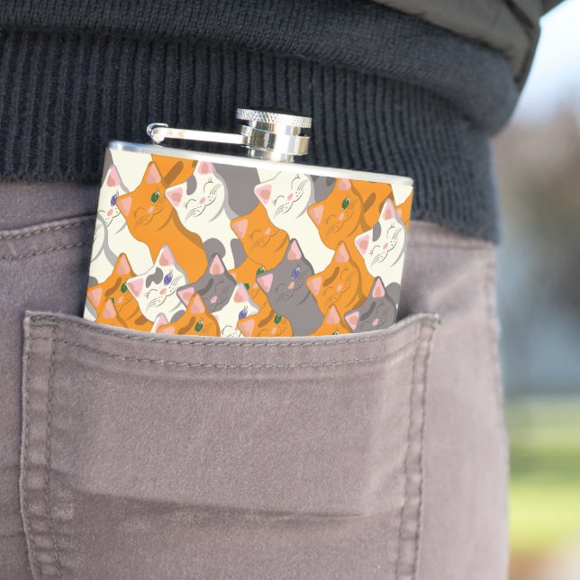 Ginger white svart cat diagonal mönster fickplunta (In Situ)