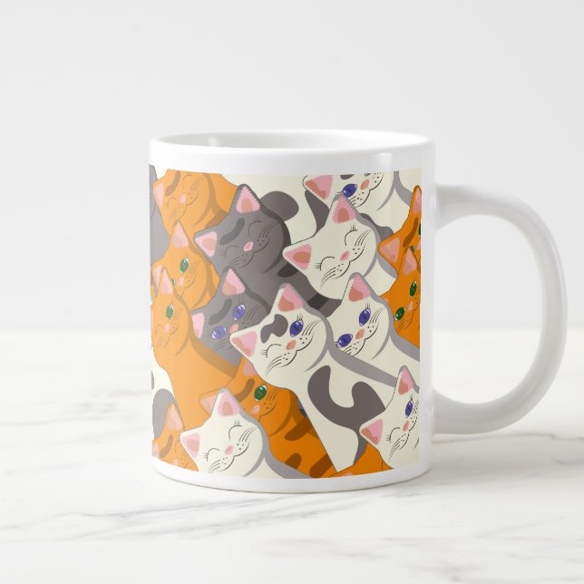 Ginger white svart cat diagonal mönster jumbo mugg (Höger)