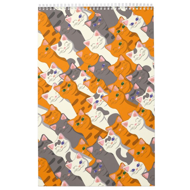 Ginger white svart cat diagonal mönster kalender (Omslag)