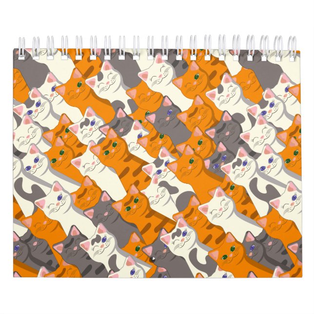 Ginger white svart cat diagonal mönster kalender (Omslag)