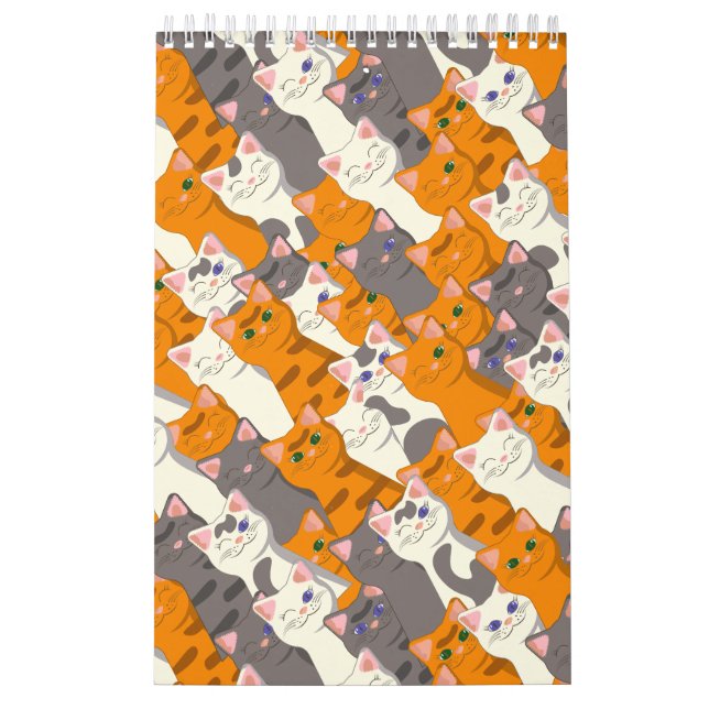 Ginger white svart cat diagonal mönster kalender (Omslag)