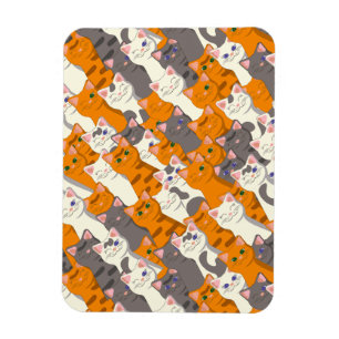 Ginger white svart cat diagonal mönster magnet