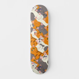 Ginger white svart cat diagonal mönster mini skateboard bräda 18,5 cm