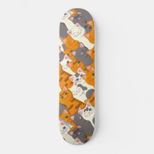 Ginger white svart cat diagonal mönster mini skateboard bräda 18,5 cm