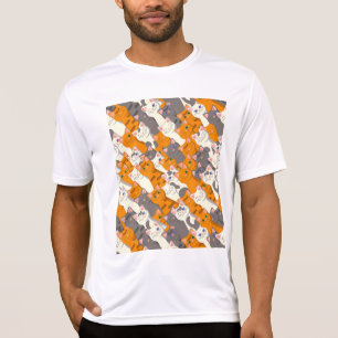Ginger white svart cat diagonal mönster t shirt