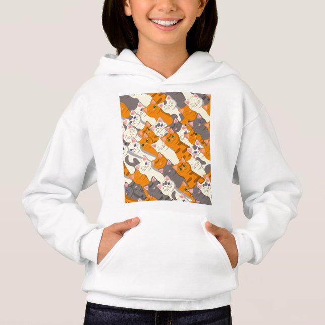 Ginger white svart cat diagonal mönster t shirt (Framsida)