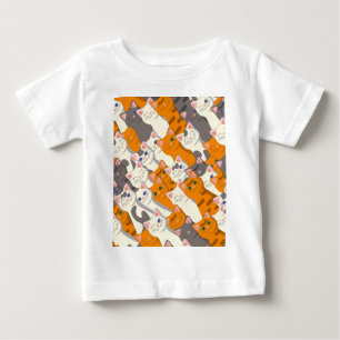 Ginger white svart cat diagonal mönster t shirt