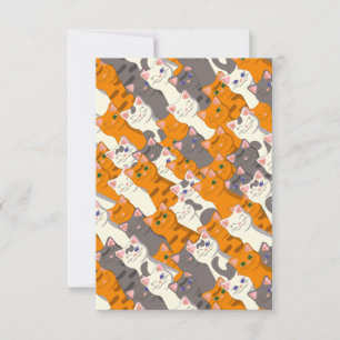 Ginger white svart cat diagonal mönster tack kort