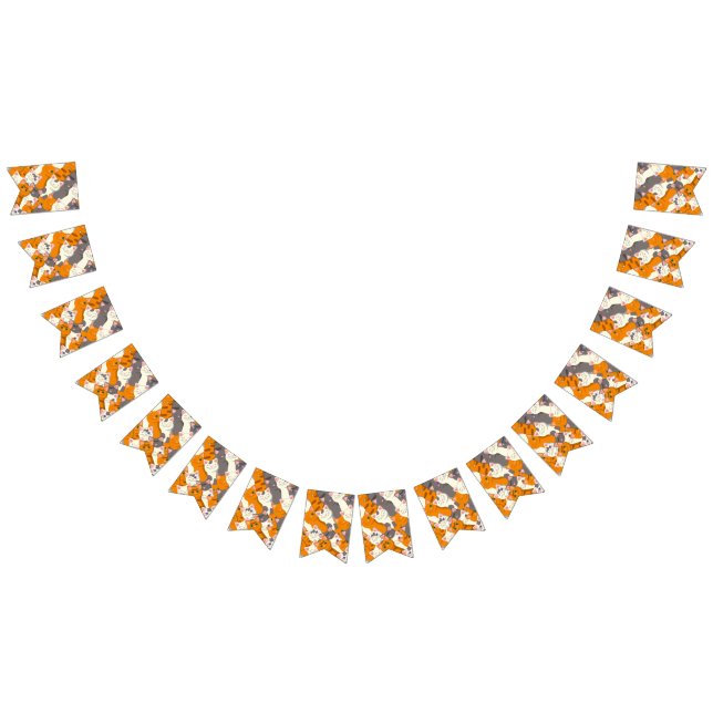 Ginger white svart cat diagonal mönster vimplar (Alla)