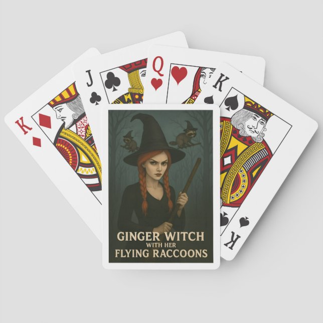 Ginger Witch med hennes flygande kapplöpningar Casinokort (Baksidan)