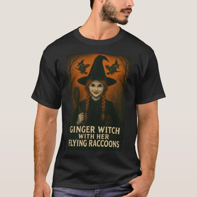 Ginger Witch med hennes flygande kapplöpningar V2 T Shirt (Framsida)