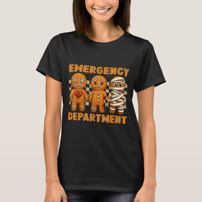 Gingerbread Akutmottagning Jul Sjuksköterska D T Shirt (Framsida)