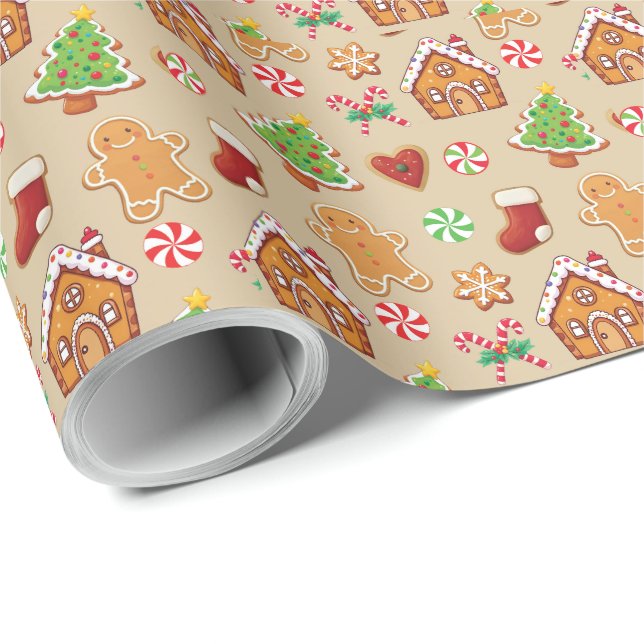 Gingerbread Baby Christmas Girft Wrapping Paper Presentpapper (Rullad Hörn)