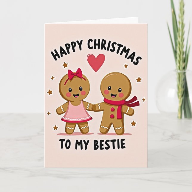 Gingerbread Bestie Christmas Card Kort (Framsida)