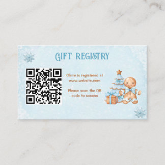 Gingerbread Blue Baby Shower Presentregister QR Tilläggskort