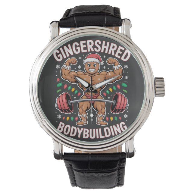 Gingerbread Bodybuilding Christmas Gym gift Armbandsur (Framsida)