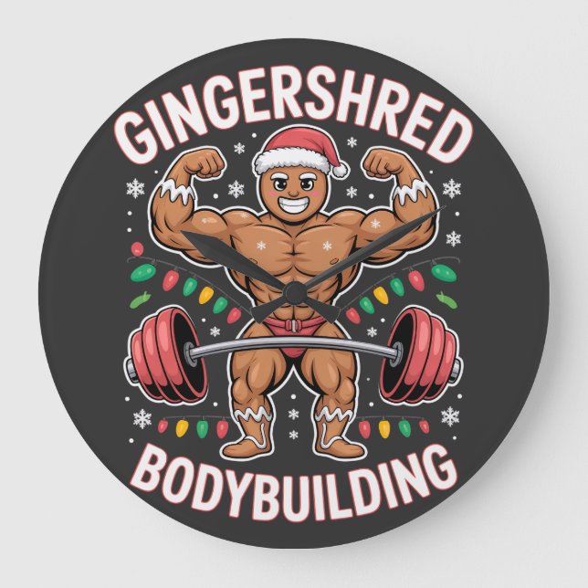 Gingerbread Bodybuilding Christmas Gym  Stor Klocka (Framsida)