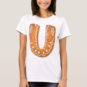 Gingerbread-bokstav U-monogram julbakelse T Shirt
