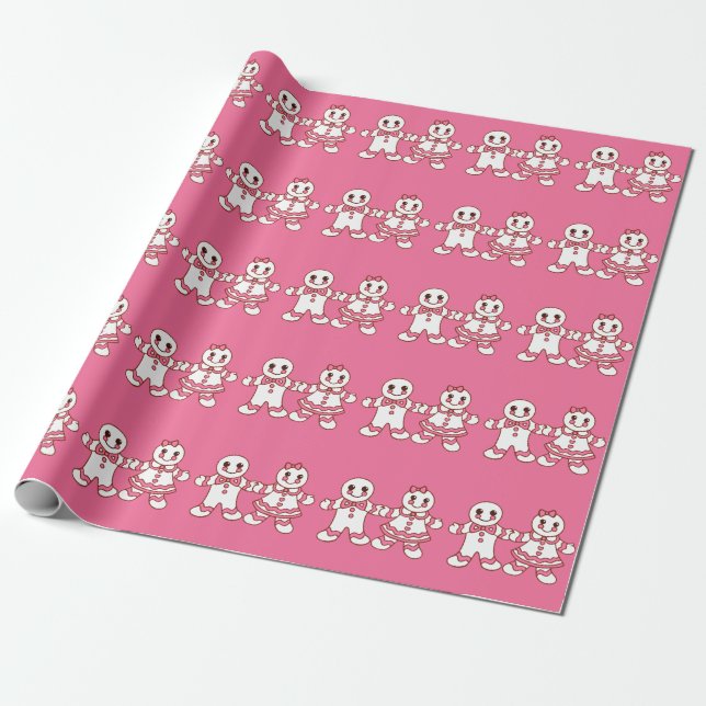 Gingerbread Boy och Girl julinpackningspapper  Presentpapper (Utrullad)