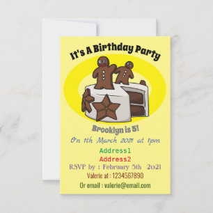 Gingerbread cake tecknad illustration inbjudningar