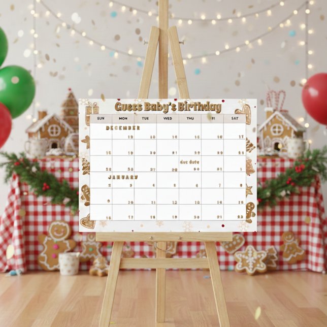 gingerbread calendar "guess baby's birthday" poster (Skapare uppladdad)