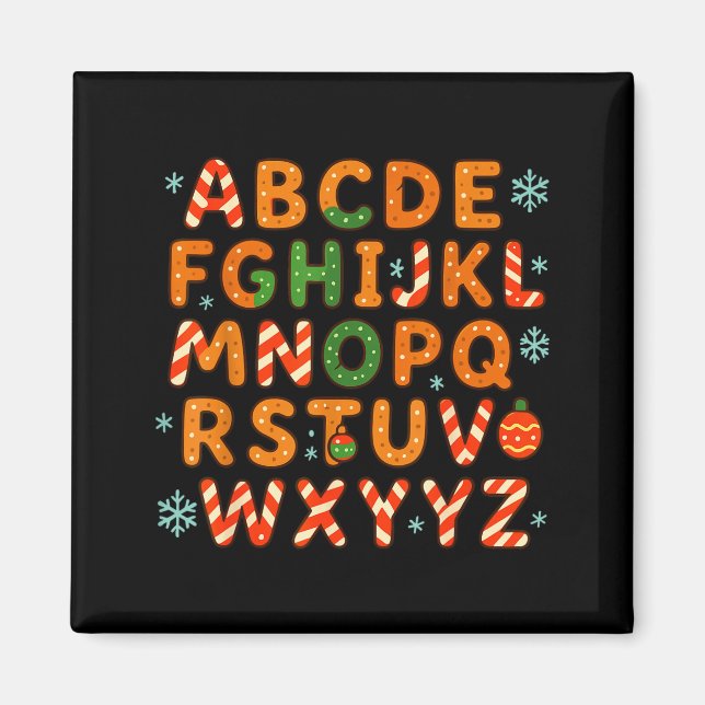 Gingerbread Candy Cane Alphabet Christmas Letters  Magnet (Framsidan)