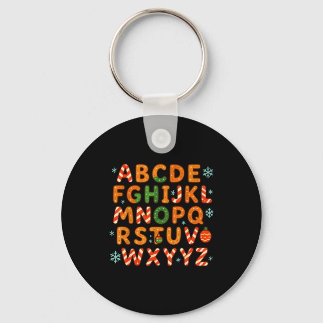Gingerbread Candy Cane Alphabet Christmas Letters  Nyckelring (Framsida)