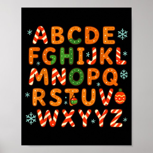 Gingerbread Candy Cane Alphabet Christmas Letters  Poster (Framsidan)