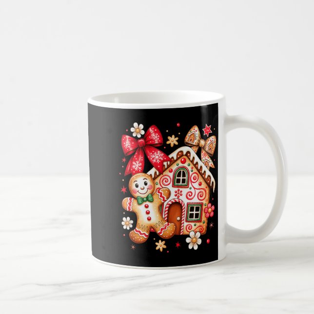 Gingerbread Christmas Bow Christmas House Retro Co Kaffemugg (Höger)